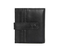 HJUGHPN Portefeuille court en cuir de vache ciré pour homme avec boucle et boucle Noir
