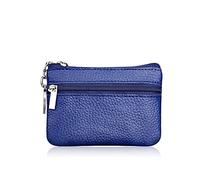 HJUGHPN Portefeuille en cuir pour femme - Petit sac à monnaie - Porte-monnaie - Porte-clé - Mini pochette fonctionnelle avec fermeture éclair, bleu, Taille unique