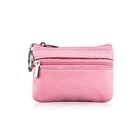 HJUGHPN Portefeuille en cuir pour femme - Petit sac à monnaie - Porte-monnaie - Porte-clé - Mini pochette fonctionnelle avec fermeture éclair, rose, Taille unique