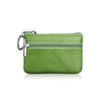HJUGHPN Portefeuille en cuir pour femme - Petit sac à monnaie - Porte-monnaie - Porte-clé - Mini pochette fonctionnelle avec fermeture éclair, Vert, Taille unique