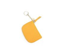 HJUGHPN Portefeuille en cuir véritable pour femme et homme avec fermeture éclair autour du porte-clés - Porte-cartes pour femme - Pochette colorée, jaune, Taille unique