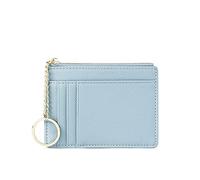 HJUGHPN Portefeuille pour femme en cuir synthétique avec fermeture éclair - Mini porte-clés - Porte-cartes multi-cartes, bleu clair, Taille unique