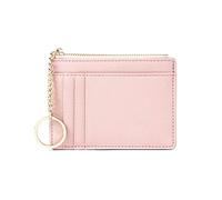 HJUGHPN Portefeuille pour femme en cuir synthétique avec fermeture éclair - Mini porte-clés - Porte-cartes multi-cartes, rose, Taille unique