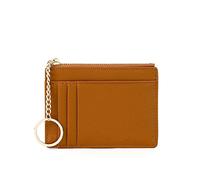 HJUGHPN Portefeuille pour femme en cuir synthétique avec fermeture éclair - Mini porte-clés - Porte-cartes multi-cartes, marron, Taille unique