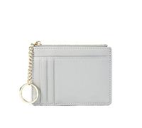 HJUGHPN Portefeuille pour femme en cuir synthétique avec fermeture éclair - Mini porte-clés - Porte-cartes multi-cartes, gris, Taille unique