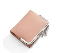 HJUGHPN Portefeuille tendance pour femme - Couleur unie - Portefeuille court en cuir synthétique - Porte-cartes - Poche pour pièces de monnaie - Petit portefeuille de voyage pour femme (rose)