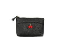 HJUGHPN Portefeuilles en cuir de vache véritable pour femme - Petit portefeuille court pour femme - Fermeture éclair - Porte-monnaie en cuir - Porte-clés - Mini porte-monnaie, noir, Taille unique