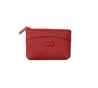HJUGHPN Portefeuilles en cuir de vache véritable pour femme - Petit portefeuille court pour femme - Fermeture éclair - Porte-monnaie en cuir - Porte-clés - Mini porte-monnaie, Rouge, Taille unique