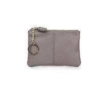 HJUGHPN Portefeuilles en cuir véritable pour femme Porte-monnaie pratique pour femme Porte-clés en cuir de vache garanti, gris, Taille unique