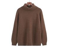 HJUGHPN Pull à col roulé pour femme - Pull basique d'hiver en tricot épais pour femme - Pull solide surdimensionné (café, XXL)