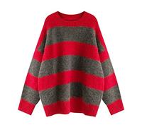 HJUGHPN Pull en tricot pour femme à double boutonnage ample col en V