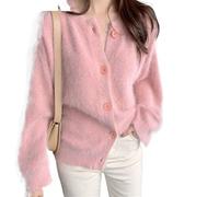 HJUGHPN Pull femme automne et hiver pull tricoté bouton cardigan super large pour femme