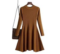 HJUGHPN Pull Femme Automne Hiver A-ligne Robe Pull Épais Femme Robe Tricotée Femme Slim Mini Robe Tricotée Vêtements Femme