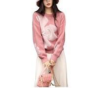 HJUGHPN Pull femme fleur pull femme pull manches longues col rond hiver femme doux ample décontracté tricot haut
