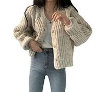 HJUGHPN Pull femme hiver et printemps pull col en V boutonné cardigan surdimensionné pour femme