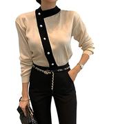 HJUGHPN Pull femme pull femme automne et hiver femme perle bouton cardigan top