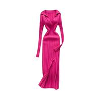 HJUGHPN Pull Femme Robe Tricotée Manches Longues Col V Élastique Slim Jupe Crayon Automne Sexy Serré Split Robe Pull