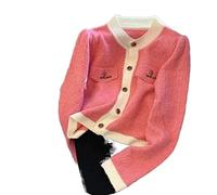 HJUGHPN Pull Femme Rose Rouge Tricot Cardigan Femme Cardigan Blanc Automne Hiver Bouton Métal Pull Manches Longues