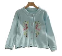 HJUGHPN Pull Femme Sweet Broderie Tricot Rose Cardigan Fleur Simple Boutonnage Pull Col Rond Printemps Et Automne Top