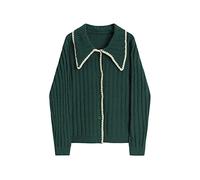 HJUGHPN Pull pour femme automne et hiver pour femme, revers contrasté, tricot ample, manches longues, pour le bureau, cardigan tricoté confortable