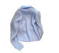HJUGHPN Pull pour femme cardigan bleu tricot côtelé robe unie décontractée chaude hiver