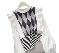 HJUGHPN Pull pour femme - Pull rayé à col rond chic - Faux tricot - Manches longues - Chaud et décontracté