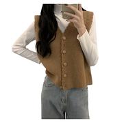 HJUGHPN Pull pour femmes baggy All Match col en V sans manches tricoté arrive