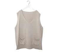 HJUGHPN Pull sans manches pour femme avec poche tricotée - Grande fente sauvage - Automne et hiver - Pull pour femme