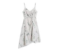 HJUGHPN Robe à bretelles décontractée vintage sexy irrégulière plissée sans manches robe d'été élégante pour femme (L)