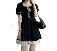 HJUGHPN Robe à manches bouffantes pour femme - Patchwork - Princesse gothique - Sexy - Rétro cool (S)