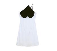 HJUGHPN Robe d'été à bretelles pour femme - Sexy - En forme de cœur - Patchwork - Sans manches - Vintage - Vêtements irréguliers (L)