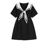 HJUGHPN Robe d'été à lacets avec col chic et manches courtes pour femme