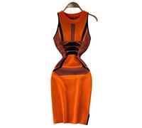 HJUGHPN Robe d'été mi-longue en tricot pour femme, coupe ajustée, coupe trapèze, robe de fête sexy