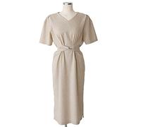 HJUGHPN Robe d'été pour femme - Manches courtes - Taille haute - Dentelle fendue