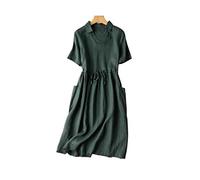 HJUGHPN Robe d'été pour femme - Taille haute - Cordon de serrage - Couleur unie - Taille XXL