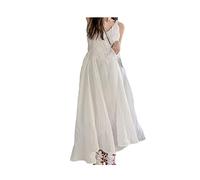 HJUGHPN Robe d'été sans manches pour femme - Robe confortable - Couleur unie