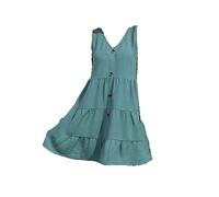 HJUGHPN Robe d'été unie sans manches pour femme - Col tendance - Robe sexy - Grande taille - Style décontracté - Taille S