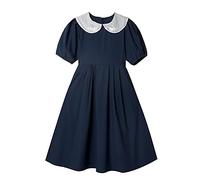 HJUGHPN Robe d'été vintage pour femme avec coutures contrastées et manches courtes