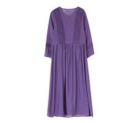 HJUGHPN Robe élégante à manches lanternes pour femme Printemps été Robe de bureau pour la plage