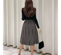 HJUGHPN Robe élégante pour femme - Automne et hiver - Robe formelle en tricot extensible avec ceinture pour oiseaux - Robe longue plissée