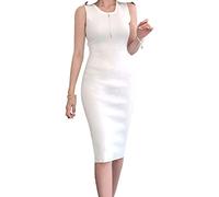 HJUGHPN Robe en tricot élastique pour femme, robe d'été sans manches, surdimensionnée, basique et simple, débardeur en tricot
