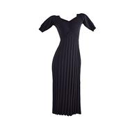 HJUGHPN Robe longue à col et manches courtes pour femme Coupe ajustée