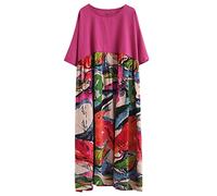 HJUGHPN Robe longue d'été à manches courtes pour femme - Motif floral - Style décontracté