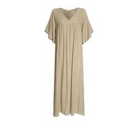 HJUGHPN Robe longue en dentelle au crochet pour femme - Robe d'été plissée à manches mi-évasées