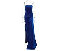 HJUGHPN Robe longue moulante en velours pour femme avec fente latérale pour fête, club, festival, soirée élégante (taille M)