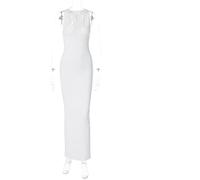 HJUGHPN Robe longue moulante sexy sans manches avec col en V et fente pour femme (taille M)