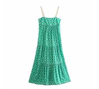 HJUGHPN Robe longue pour femme, imprimé floral, sexy, sans manches, bretelles croisées froncées, robe d'été à plis tendance (taille M)