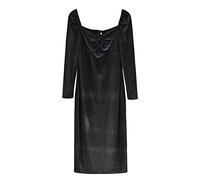 HJUGHPN Robe midi sexy en velours avec col carré et nœud ajouré pour femme (taille M)
