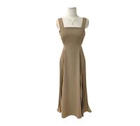 HJUGHPN Robe plissée sans manches pour femme - Robe élégante pour le bureau