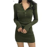 HJUGHPN Robe pull femme manches longues tricot automne hiver bas robe pull femme hanche col rond robe vacances